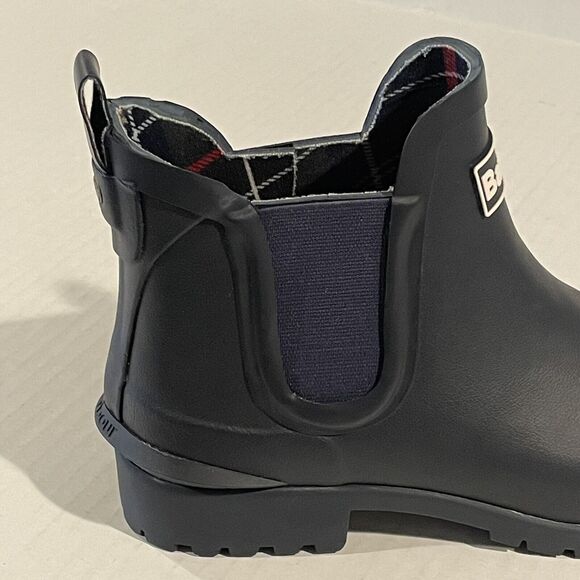 Barbour Wilton Chelsea Wellington Wellies Navy Rubber Rain Boots Women's size 6 - Picture 13 of 14